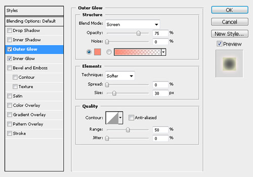 Add effects: Outer Glow
