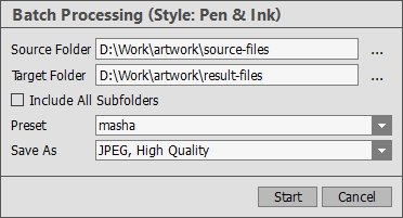 Batch Processing Window in AKVIS ArtWork