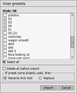 Presets Importieren