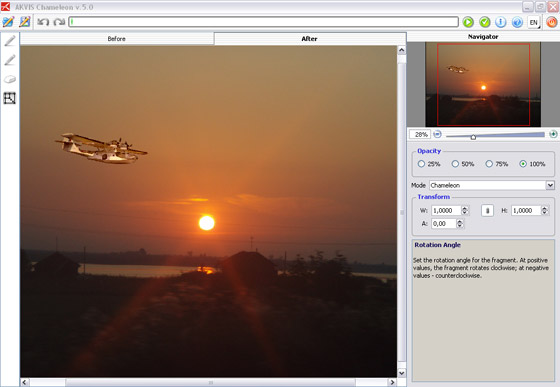 Fotomontage: Flugzeug auf einem neuen Hintergrund