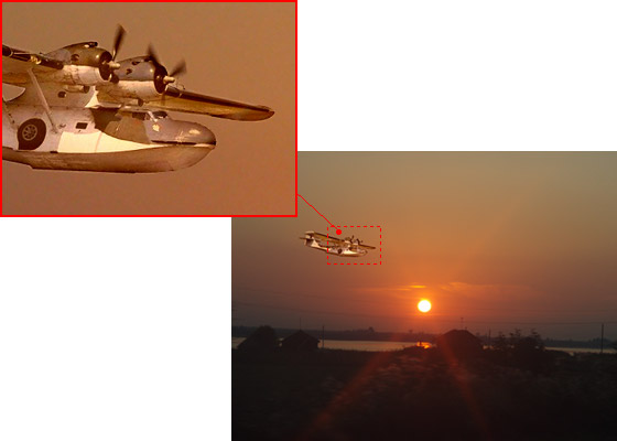 Fotomontage: Flugzeug auf einem neuen Hintergrund