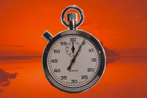 Paste the stop-watch into the sunset photo