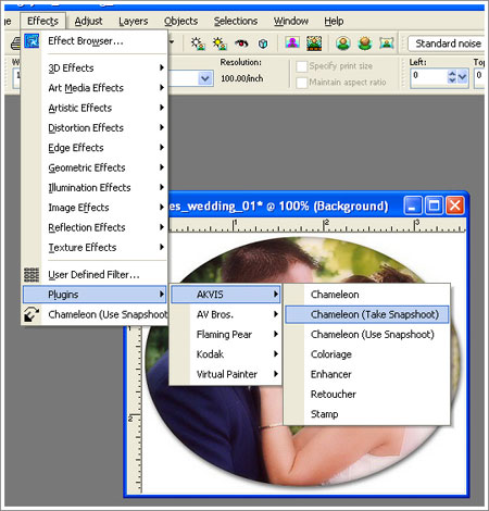 Take a snapshot of the layer with the wedding photo