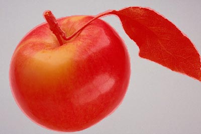 den Apfel im Maskierungsmodus zu malen