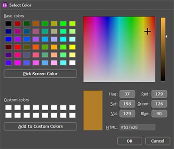 the standard color selection dialog
