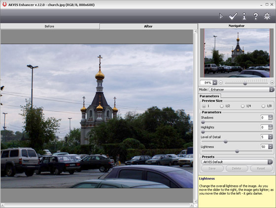 AKVIS Enhancer window