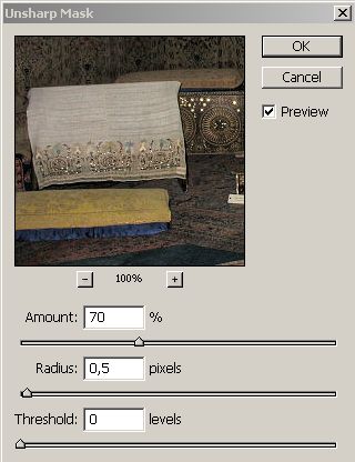 Unsharp Mask parameters