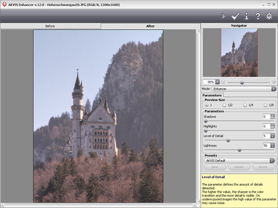 AKVIS Enhancer window