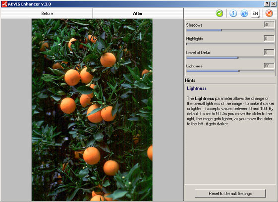 adjust parameters