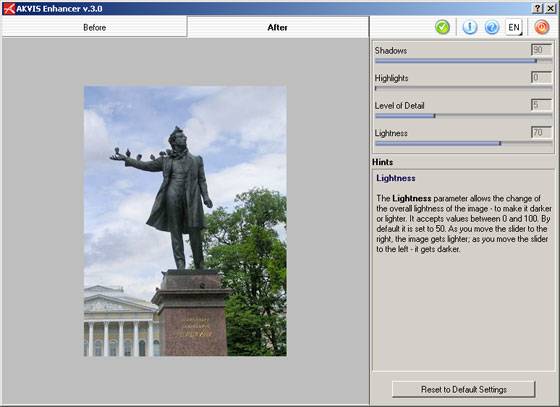 AKVIS Enhancer program window