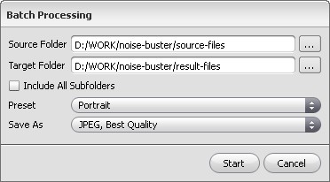 Elaborazione batch in AKVIS Noise Buster