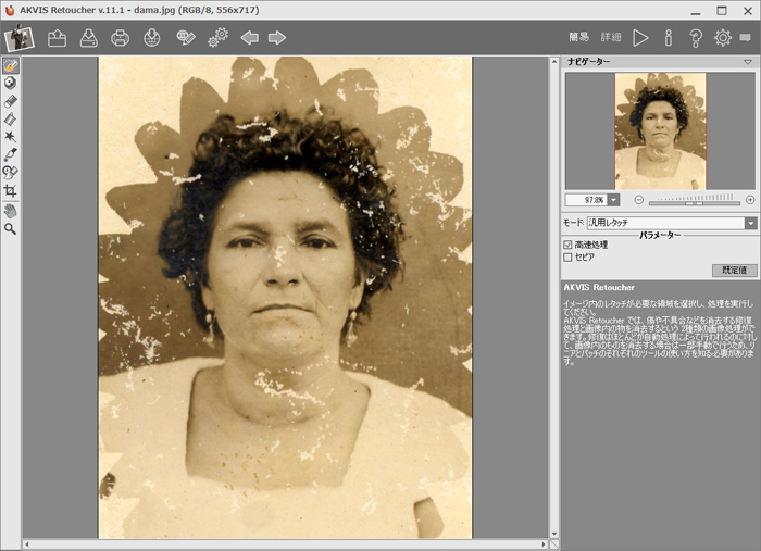 AKVIS Retoucherのワークスペース(簡易モード)