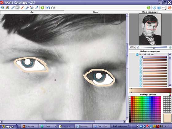 outline the eyes