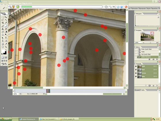 Figure 9. A Close up view of selected dirt marks being processed by Retoucher