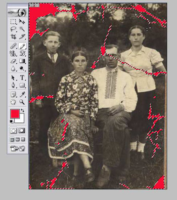 Select the image fragments highlighted in red