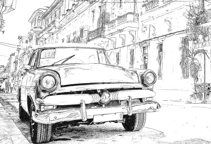 Photo to Black and White Drawing, Classic Style