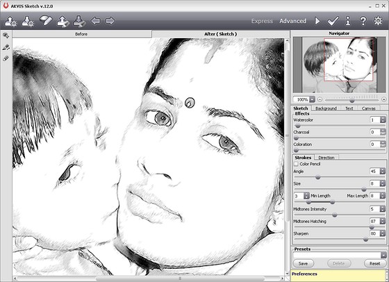 Sketch. The author's settings