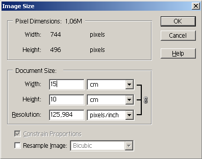 Change image size  for printing
