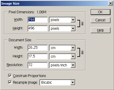 Image Size in Photoshop Elements