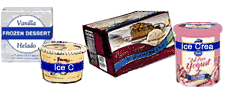 Frozen desserts with blue packaging detail