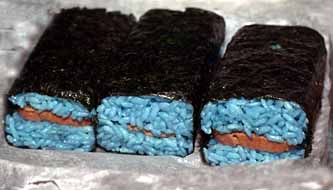Blue Musubi with Nori and Spam