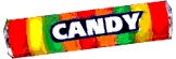 Candy in multi-colored striped package