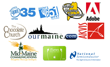 The sponsors list of the Maine Student Web Design Program: AKVIS, Adobe, iTunes and others.