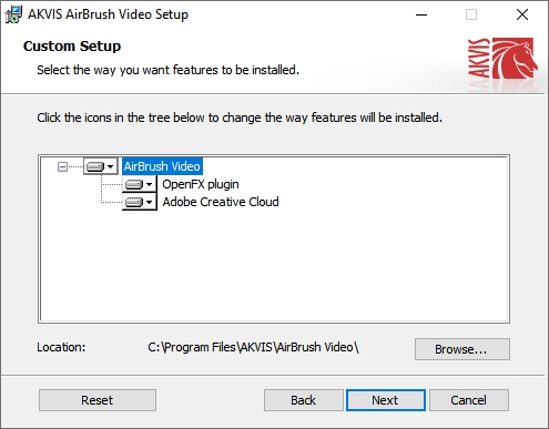 Instalação do plugin AKVIS AirBrush Video