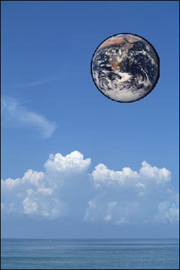 Insérez la Terre dans le paysage imaginaire de la Lune