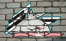 Готовый коллаж: граффити на кирпичной стене