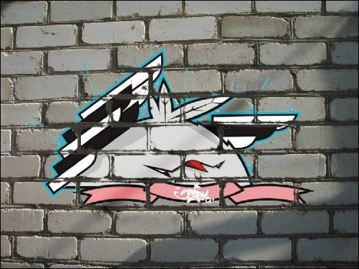 Graffiti on the brick wall