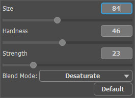 Settings of the Saturation Tool