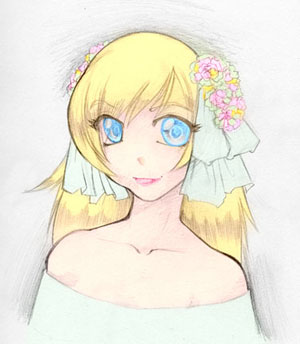 el dibujo coloreado de la chica anime