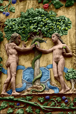 the colorized bas-relief