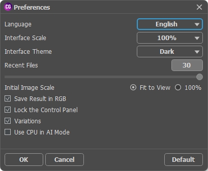 Opciones de AKVIS Coloriage AI