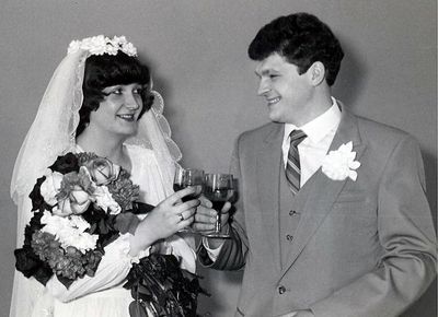 Fotografía en blanco y negro de la boda