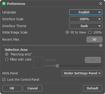 Preferences of AKVIS Decorator