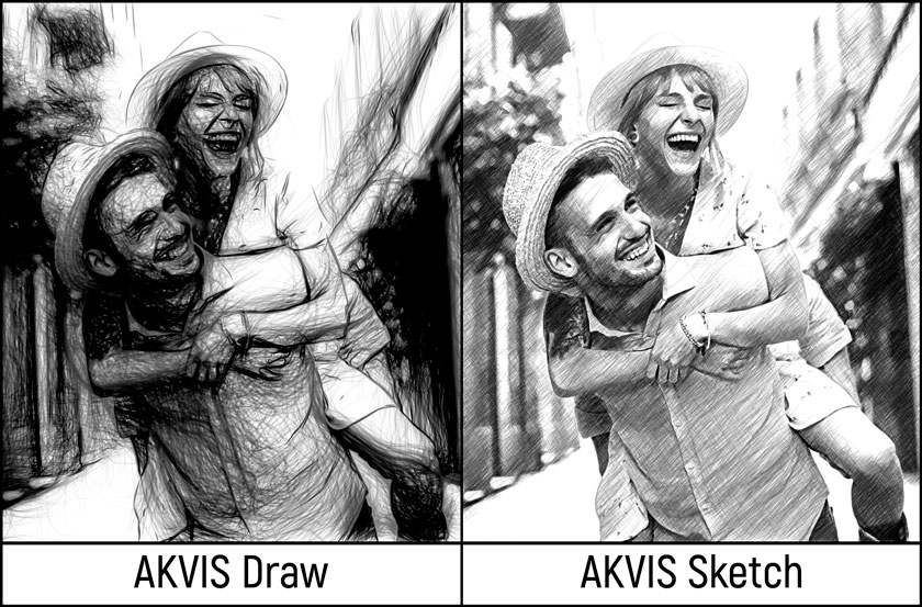 Diversi stili di disegno a matita in AKVIS Draw e AKVIS Sketch