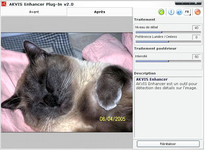 la fen&ecirc;tre du programme AKVIS Enhancer