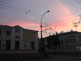 Photo of a town at night