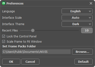 Preferences window