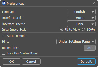 Preferences window