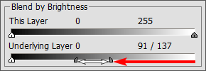 Position of the sliders