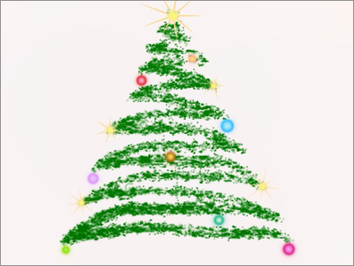 Der mit Sternen und Kugeln geschmückte Weihnachtsbaum