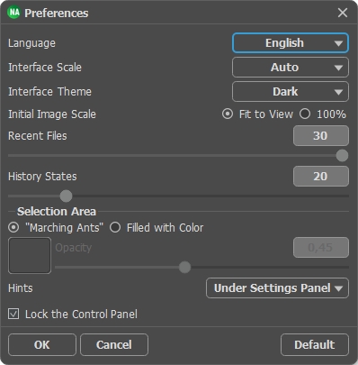 AKVIS NatureArt Preferences Window