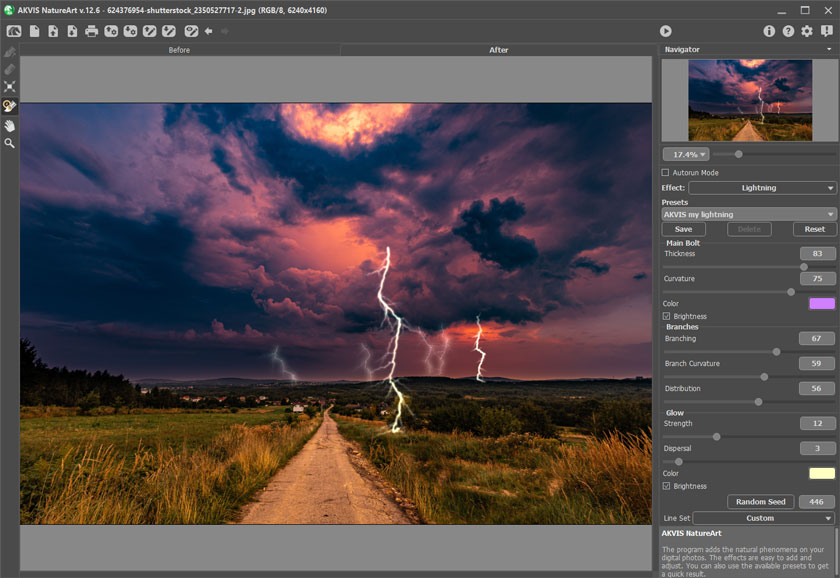 Lightning Effect in AKVIS NatureArt