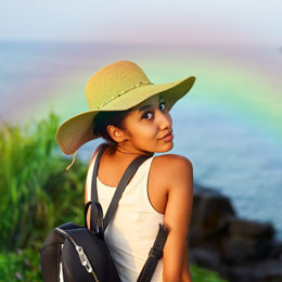 Regenbogen im Vordergrund