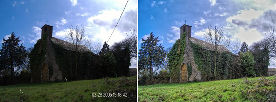 Foto antes y después de corrección