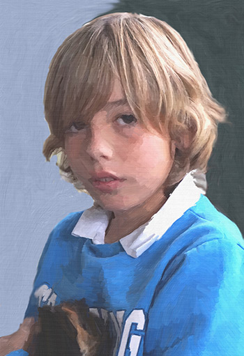 Portrait à l'huile d'un garçon