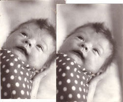 Restaurierung des Fotos eines Säuglings